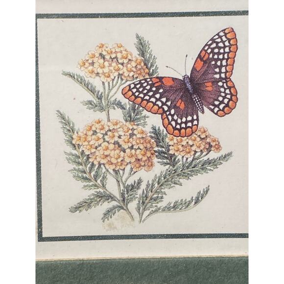 VTG 95 Set of 2 Mini Framed Art Prints Kathy Seek Butterflies on flowers 4 inch - Picture 14 of 16